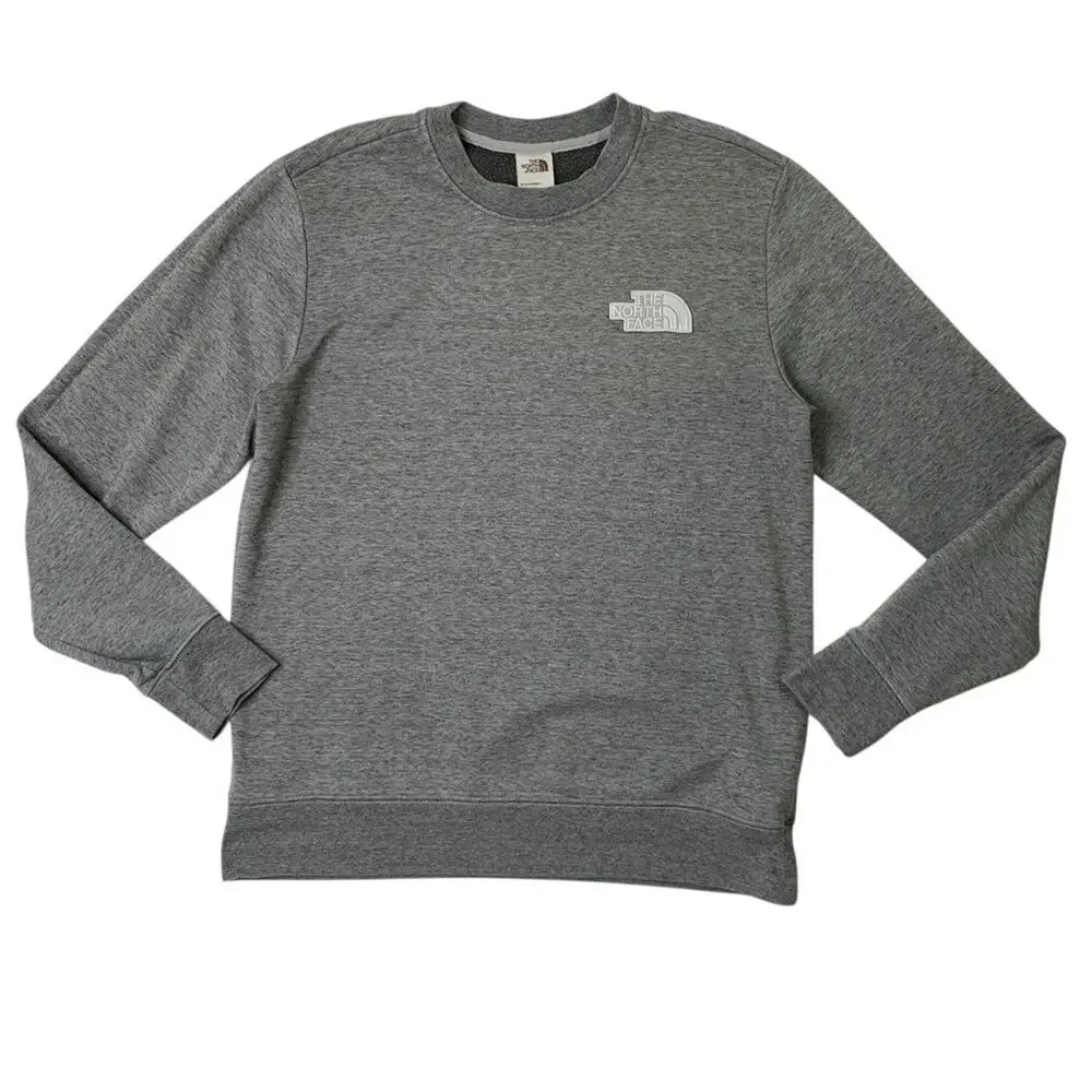 The North Face Sweatshirt Men L Large Grey Fleece Lined Half Dome Patch Crew